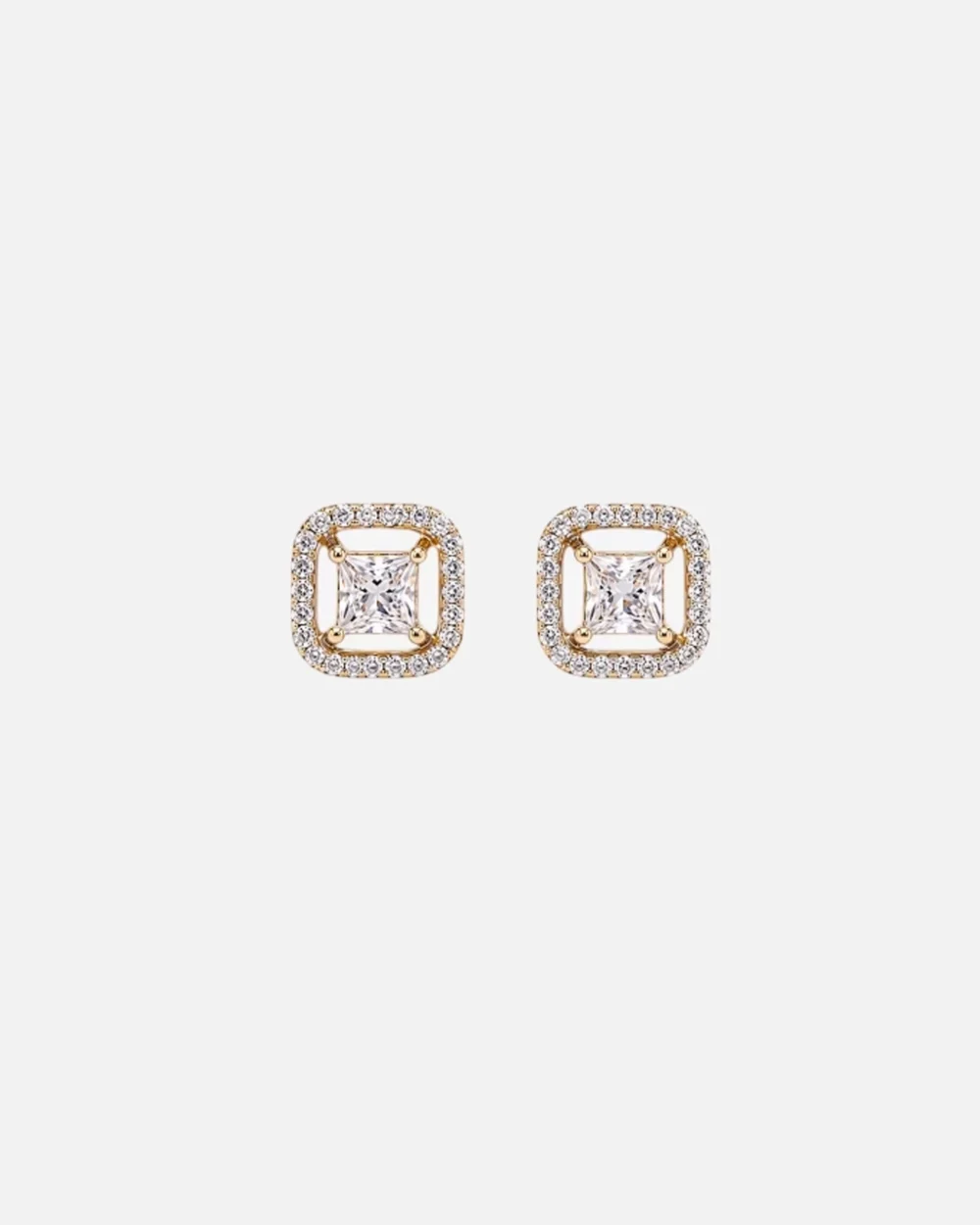Classic Square Halo Solitaire Studs