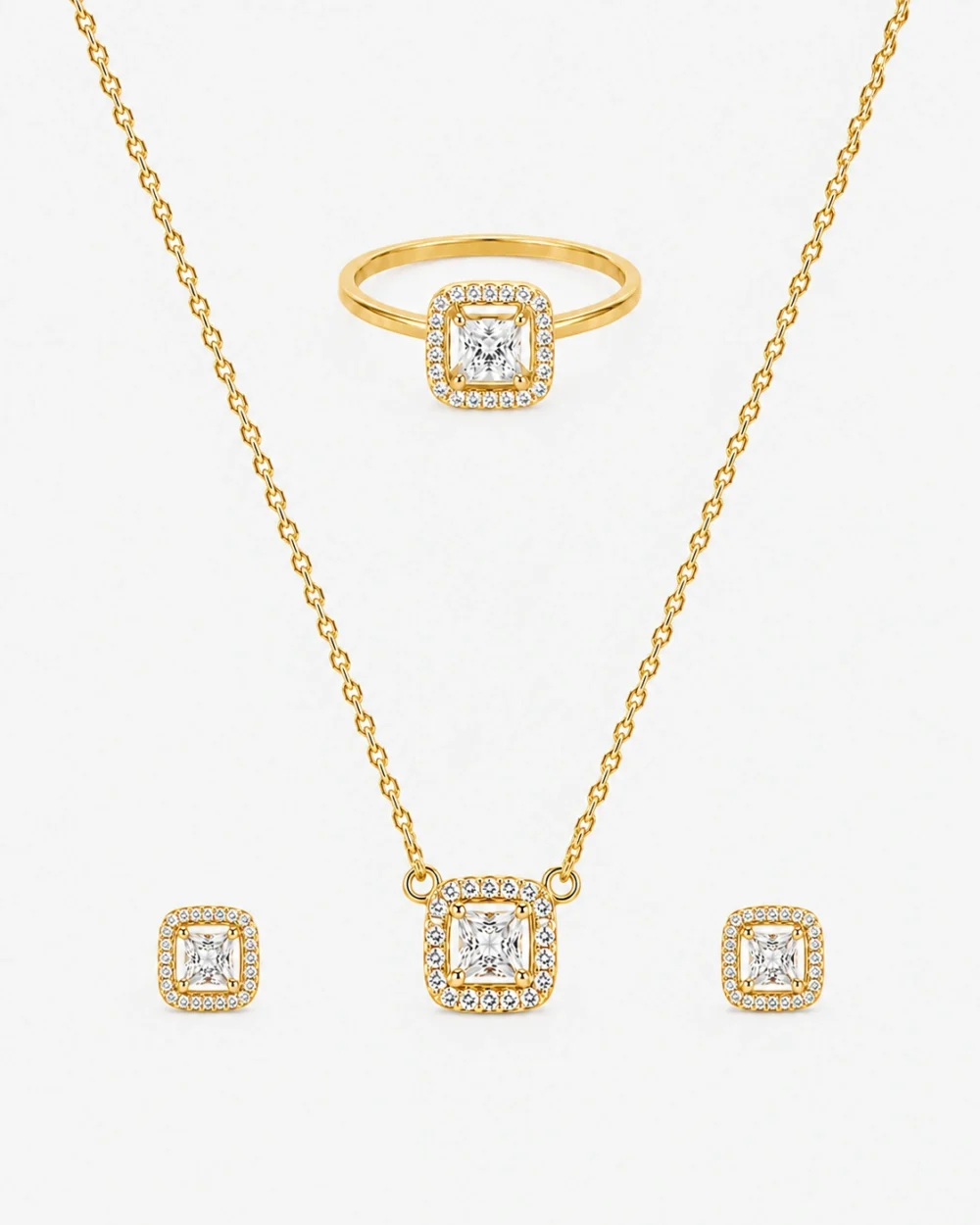 Classic Square Halo Solitaire Set
